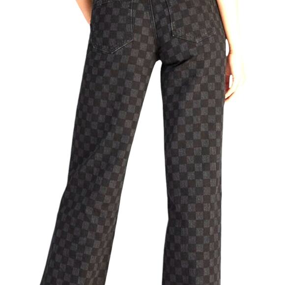 Pacsun Eco Black/Gray Checkerboard High Waisted Baggy Jeans, Relaxed Weekend, 24 - Picture 4 of 11